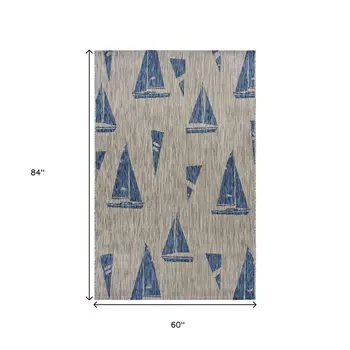 5' X 7' Gray Indoor Outdoor Area Rug