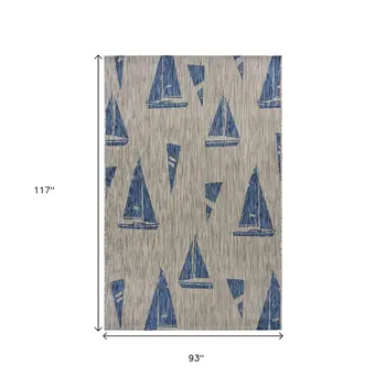 8' X 10' Gray Indoor Outdoor Area Rug