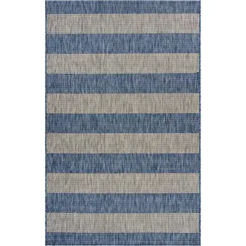 2' X 3' Blue And Gray Indoor Outdoor Area Rug
