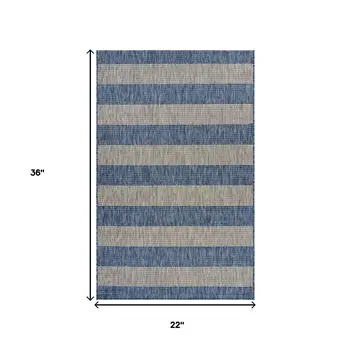 2' X 3' Blue And Gray Indoor Outdoor Area Rug