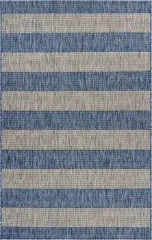 5' X 7' Blue And Gray Indoor Outdoor Area Rug