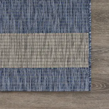5' X 7' Blue And Gray Indoor Outdoor Area Rug