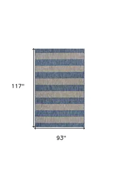 8' X 10' Blue And Gray Indoor Outdoor Area Rug