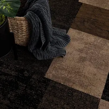 20' Brown And Black Geometric Distressed Runner Rug
