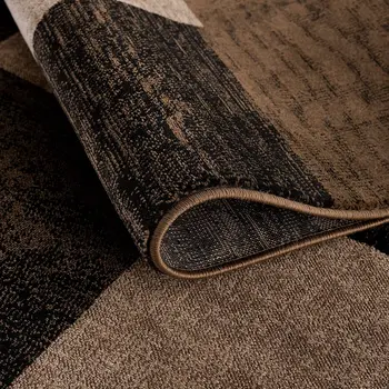 20' Brown And Black Geometric Distressed Runner Rug