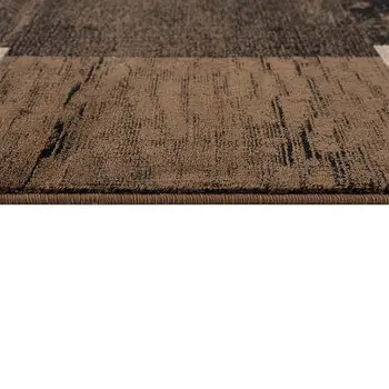 20' Brown And Black Geometric Distressed Runner Rug