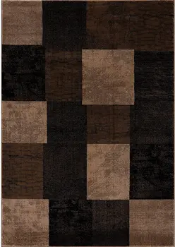 20' Brown And Black Geometric Distressed Runner Rug