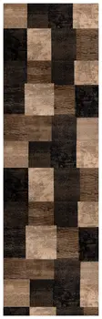 8' Brown Checkered Power Loom Runner Rug