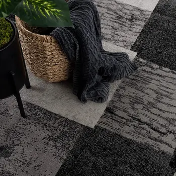 2' X 5' Grey Checkered Area Rug