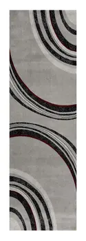 13' Gray And Black Abstract Shag Runner Rug