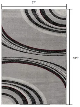 15' Gray Abstract Power Loom Runner Rug