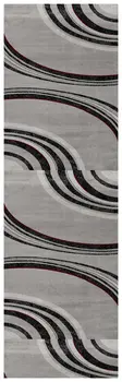 8' Gray and Black Geometric Power Loom Runner Rug