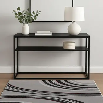 4' X 6' Gray Abstract Power Loom Area Rug