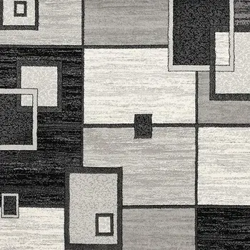 13' Gray And Black Geometric Shag Runner Rug