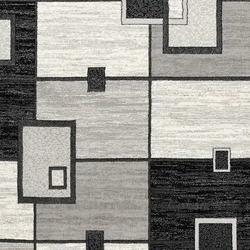 15' Gray And Black Geometric Distressed Runner Rug