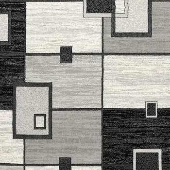 20' Gray And Black Geometric Distressed Runner Rug