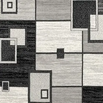 13' Gray And Black Geometric Distressed Runner Rug