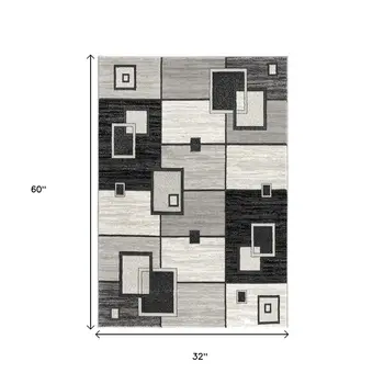3' X 5' Gray Abstract Power Loom Area Rug