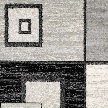 8' Gray Abstract Power Loom Runner Rug