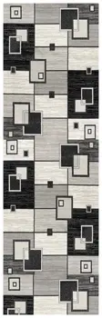 8' Gray Abstract Power Loom Runner Rug