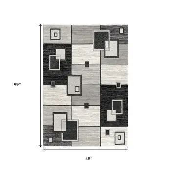 4' X 6' Gray Abstract Power Loom Area Rug