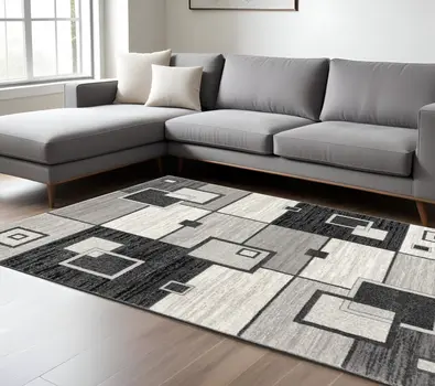 8' X 10' Gray Abstract Dhurrie Area Rug