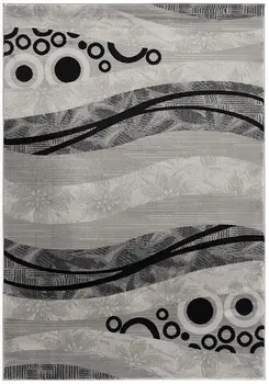 15' Gray Abstract Power Loom Runner Rug