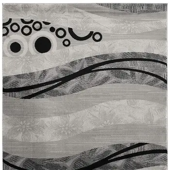 20' Gray And Black Abstract Runner Rug