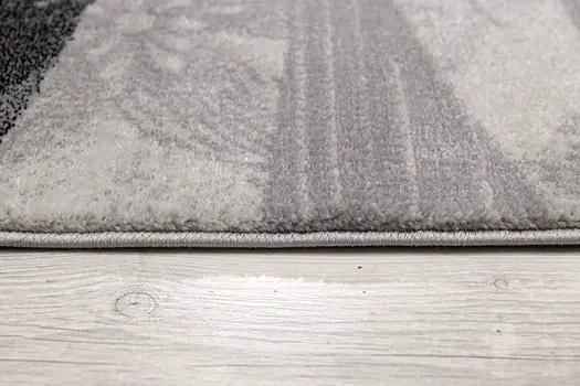 20' Gray And Black Abstract Runner Rug