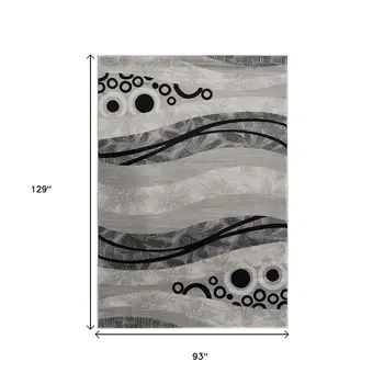 8' X 10' Gray Abstract Dhurrie Area Rug
