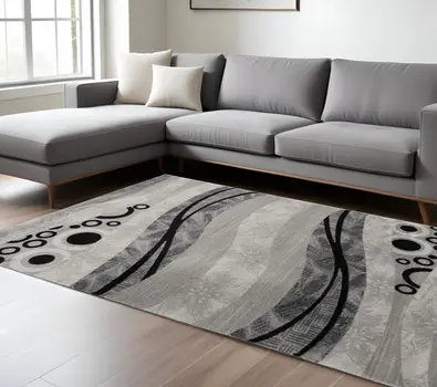 8' X 10' Gray Abstract Dhurrie Area Rug