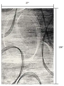 13' Gray And Black Abstract Distressed Runner Rug