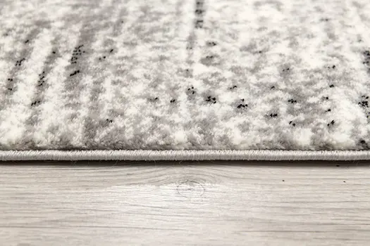 8' Gray and Black Abstract Power Loom Distressed Runner Rug
