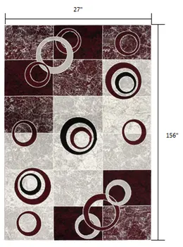 13' Red and White Geometric Power Loom Runner Rug