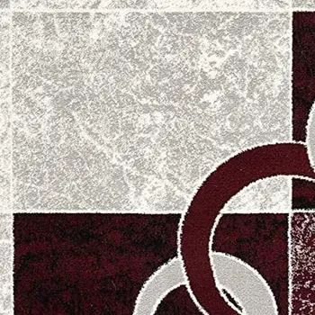 2' X 4' Red Abstract Dhurrie Area Rug