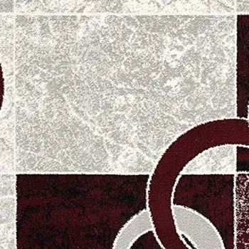 2' X 4' Red Abstract Dhurrie Area Rug