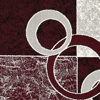 2' X 4' Red Abstract Dhurrie Area Rug