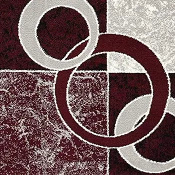 2' X 4' Red Abstract Dhurrie Area Rug