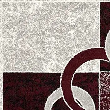 15' Red And White Abstract Runner Rug