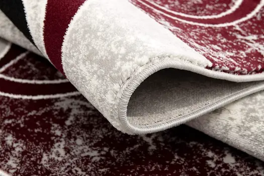 15' Red And White Abstract Runner Rug
