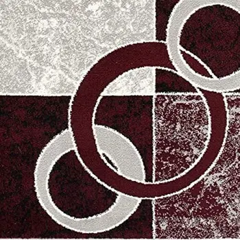 5' X 7' Red Abstract Dhurrie Area Rug