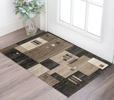 2' X 4' Beige Abstract Dhurrie Area Rug