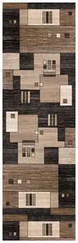 8' Brown and Black Abstract Power Loom Runner Rug