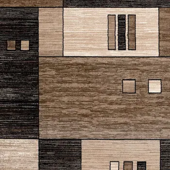 8' Beige Abstract Power Loom Runner Rug