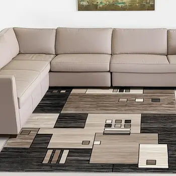 6' X 9' Beige Abstract Dhurrie Area Rug