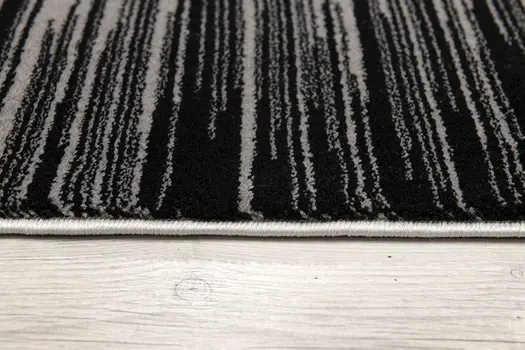 2' X 15' Black Transitional Striped Runner Rug