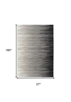 2' X 15' Black Transitional Striped Runner Rug