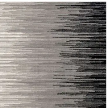 8' Black Striped Power Loom Runner Rug