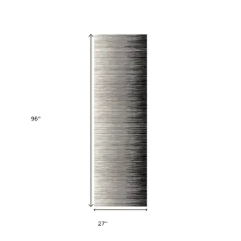 8' Black Striped Power Loom Runner Rug