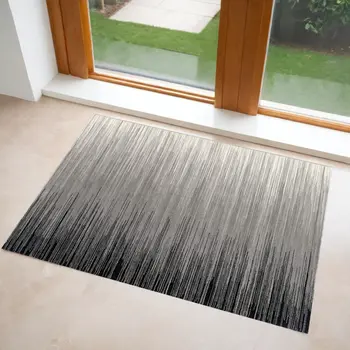 3' X 5' Black And Gray Striped Area Rug